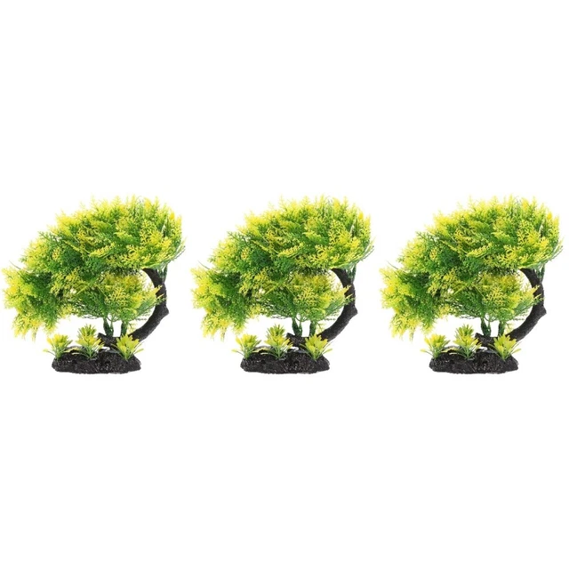 Set 3 Aquarium Pets Plastic Plant Fish Tank Landscaping Ornaments Decorations