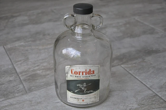 Vintage Retro Old Clear Glass Carboy Demijohn Bottle Boho Country House Interior