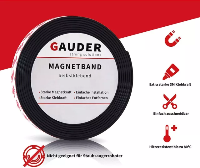 GAUDER Magnetband 3M KLEBER-STARK 20-15mm selbstklebend Streifen Folie Klebeband