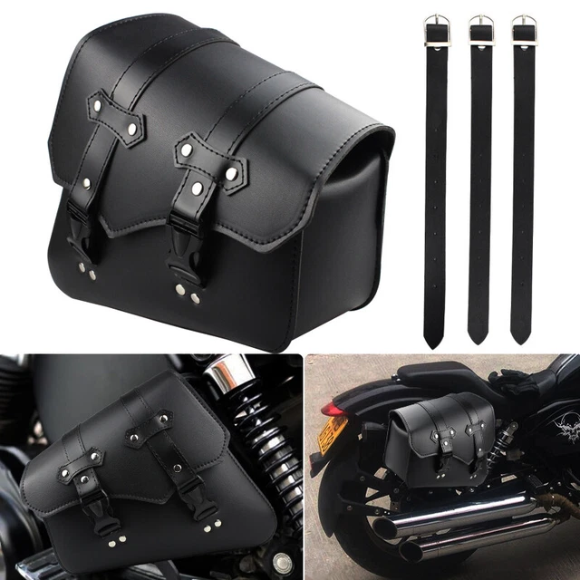 PAIR LEATHER MOTORCYCLE Side Saddle Bags Waterproof Tool Bag Luggage