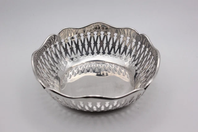 A Pretty Pierced Sterling Silver Bon Bon Dish Birmingham 1945 by Charles Green
