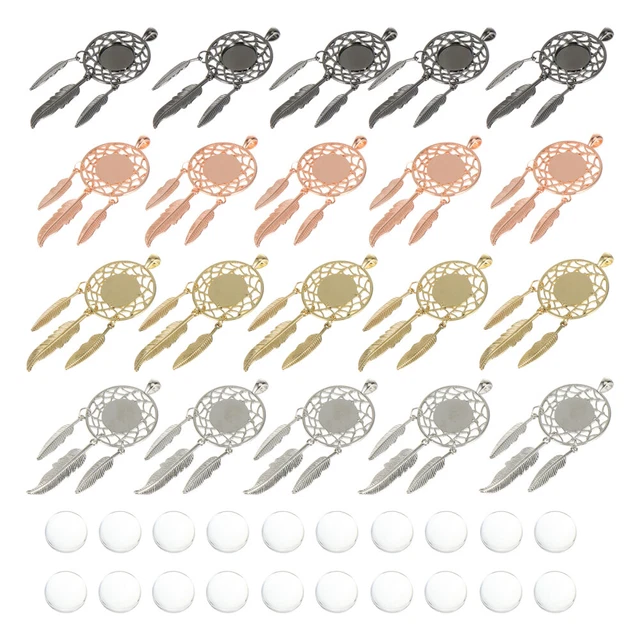 40 piezas Colgante de bisel Dream Catcher Pendiente Encanto
