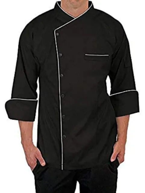 Traditional Simple White Piping & Black Buttons Chef Coat Size 36/S For Men