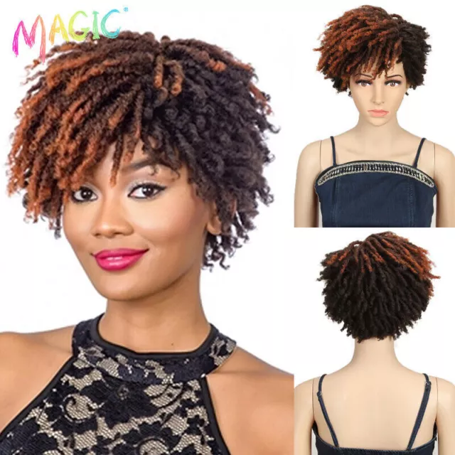 10 Inches Synthetic Afro Kinky Curly Wig Short Dreadlock Crochet Wigs With Bangs