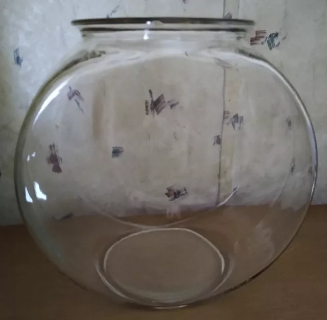 Vintage 2 Gallon Canteen Drum Style Glass Fish Bowl Aquarium Clear
