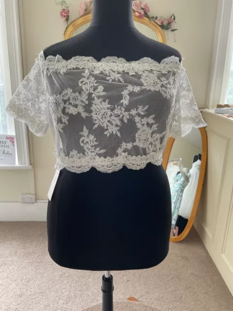 Giacca da sposa in pizzo Lacey Bell taglia 18