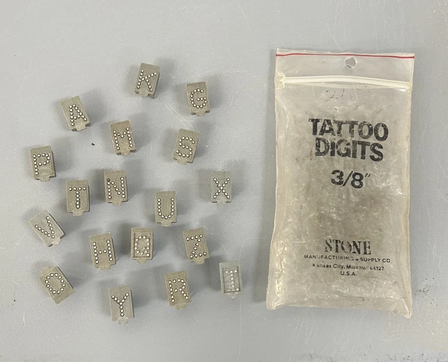 Stone Tattoo Digits Set 3/8" - Assorted Letters - Never Used (Old Stock)