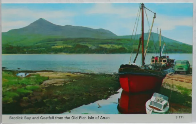 Vintage Postcard Isle Of Arran Brodick Bay And Goatfell From The Old Pier