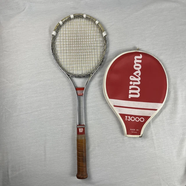 VINTAGE WILSON T3000 Metal Tennis Red Trim Racket With Red & White ...