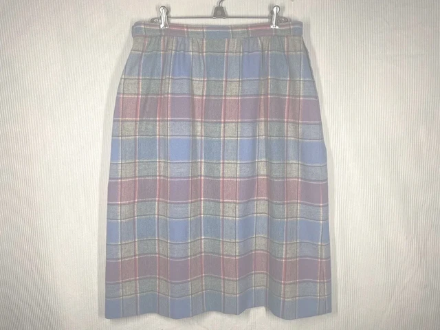 VTG PENDLETON WOOL Skirt Plus Size 18 Plaid 100 Wool Blue Purple