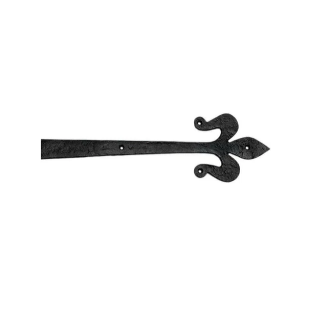 8 In. Black Decorative Fleur-de-lis Strap Hinge