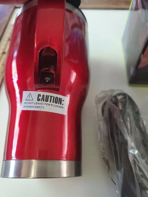 Sharper Image Stainless Steel RED Heated Travel Mug 14 OZ. W/ 12 V DC Adapter 2