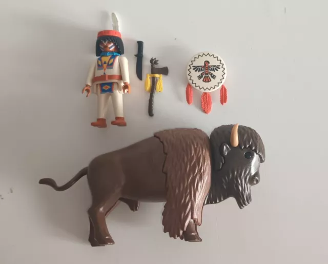 Playmobil Western 3731 Bison/Büffel mit Indianer TOP ; ACW 8