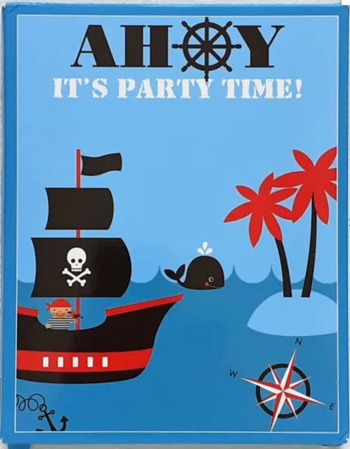 Party Invitations - Pirate - 9 Invitation Cards With Envelopes - Brand New