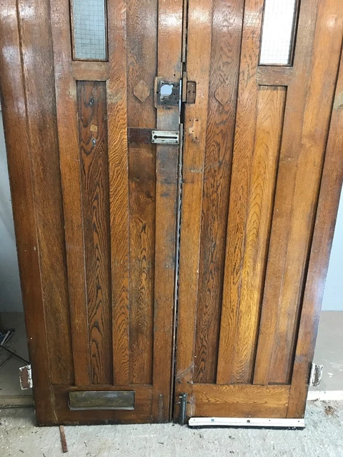 Solid Oak Front Door Set Antique Period Reclaimed Old Double Arts Crafts Arched 10
