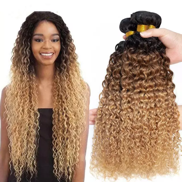 12A Ombre Human Hair Bundles Jerry Curly Wave Virgin Hair Extensions Weft Weavy