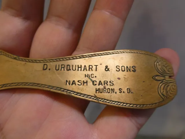 Antique Nash Cars Advertising Letter Opener Urquhart Sons Huron South Dakota E2 3