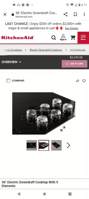 ***NEW *** KitchenAid KCED606GSS 36" Black Downdraft Electric Cooktop #131182 ***NEW *** KitchenAid KCED606GSS 36" Black Downdraft Electric Cooktop #131182