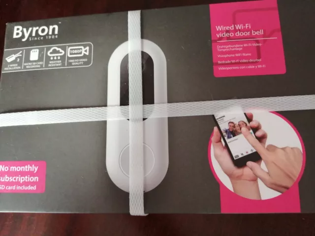 Byron Wired Wifi Video Doorbell - White - DIC-23712 BNIB