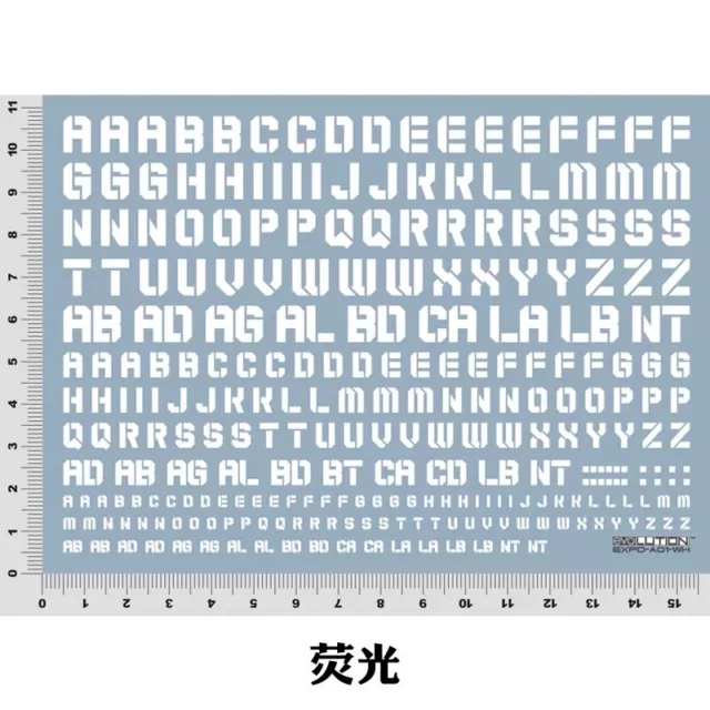 water slide decals different scales white Letter  for model kits