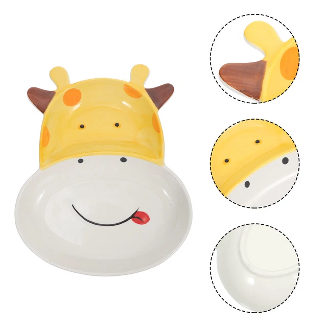 Plato para mascotas plato para niños bandeja papilla plato amarillo cerámica