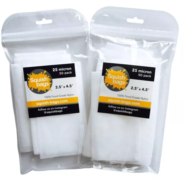 Squish Bags - Rosin Bags (2.5" x 4.5") - 25, 37, 90, 120 micron - 50-100 packs+ 2