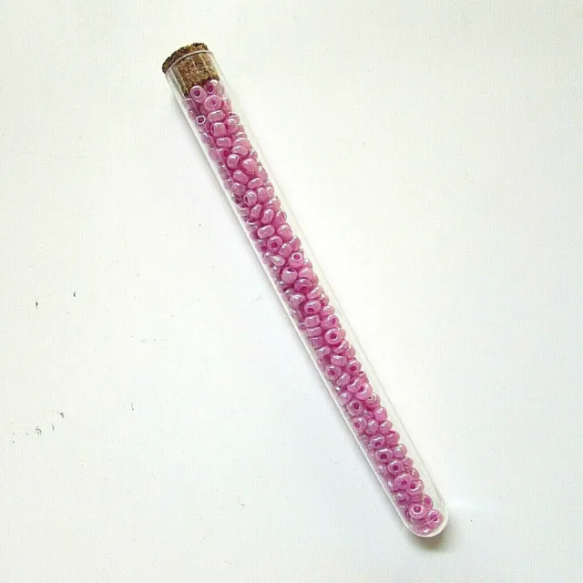 kleine Perlen ca. 3,5mm  im Reagenzglas  pink Basteln Nähen Verzieren Schmuck