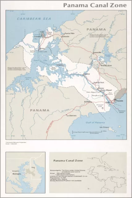 Poster, Many Sizes; Cia Map Of Panama Canal Zone 1976