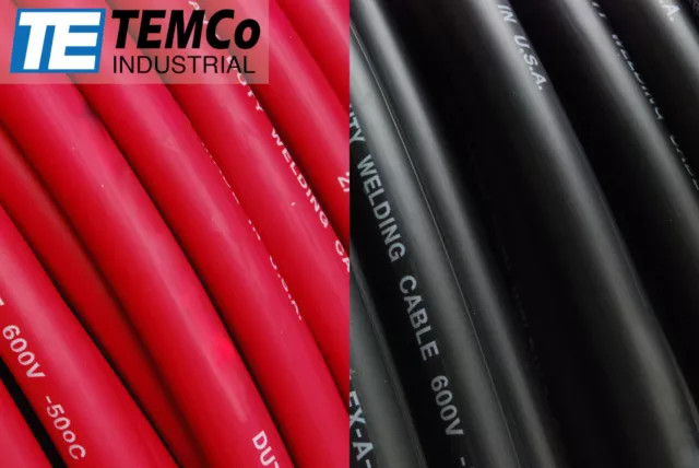 WELDING CABLE 1 AWG 10' 5' BLACK 5' RED FT BATTERY USA NEW Gauge Copper Solar