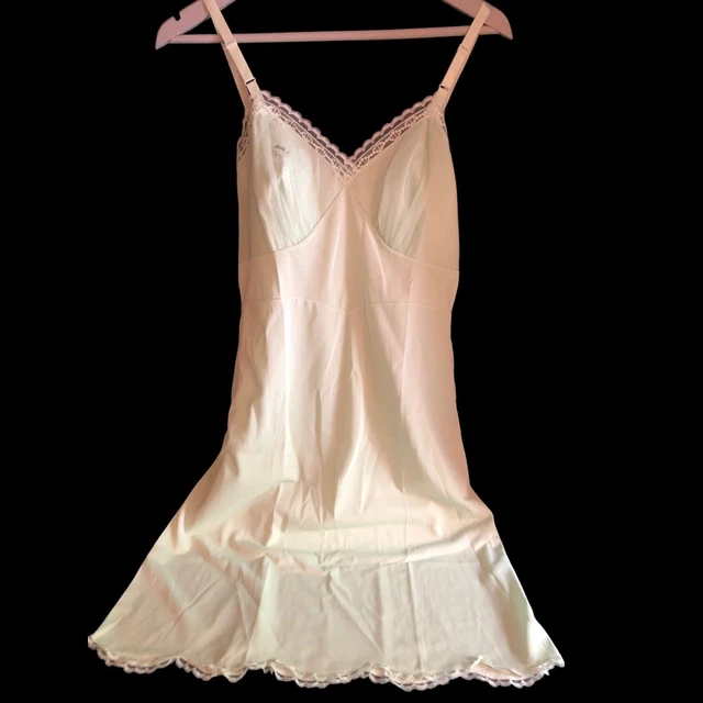 Vintage Shadowline Full Slip Mint Green Nylon and Lace Size 36 USA Made