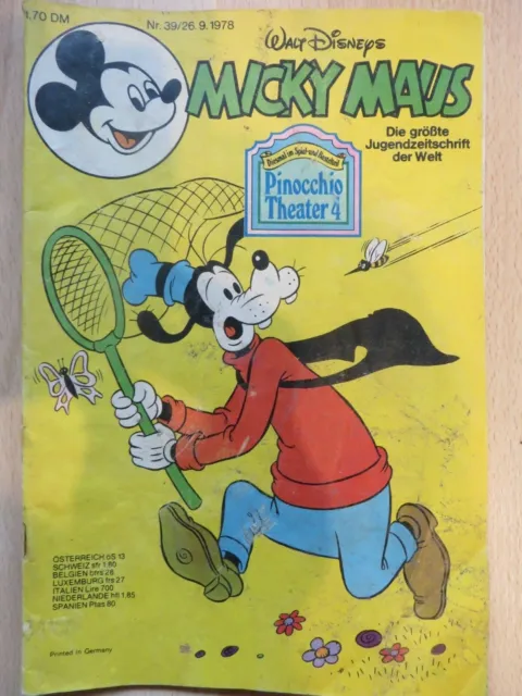 Micky Maus Nr. 39 vom 26.09.1978 mit Beilage und Schnipp von Walt Disney