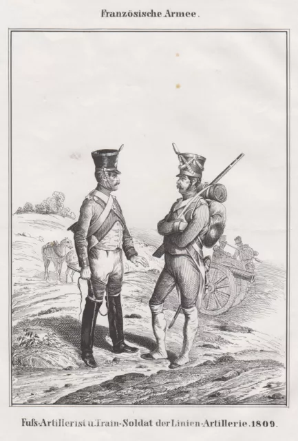 Frankreich Militär Artillerie Original Lithografie 1850