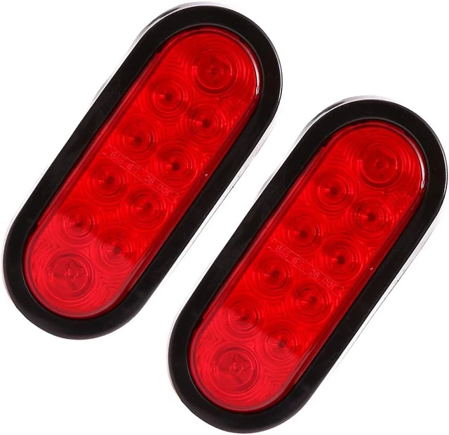 6'' LED Waterproof Oval Red Trailer Lights Rear Stop Turn Signal Parki