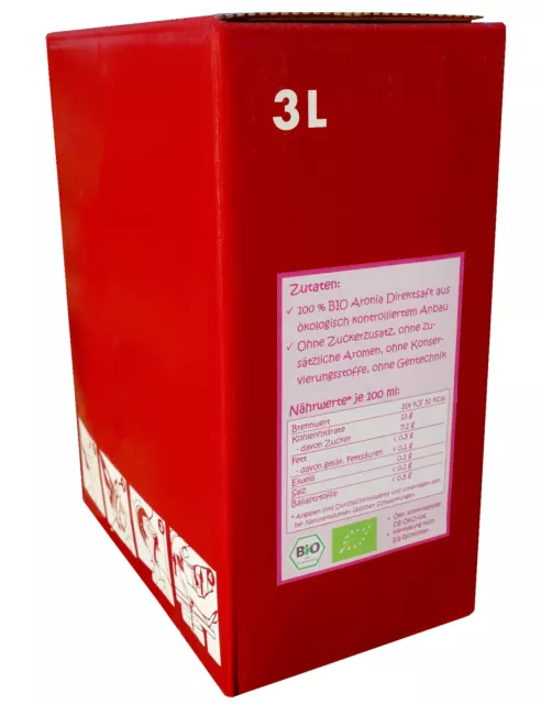 Paquete de ahorro 3 x 3l = 9l, zumo de aronia orgánico, 100% zumo directo, cultivado en Sajonia 3