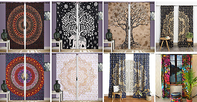 Indian Mandala Curtains Window Wall Drapes Boho Panel Hippie Tapestry Room Decor