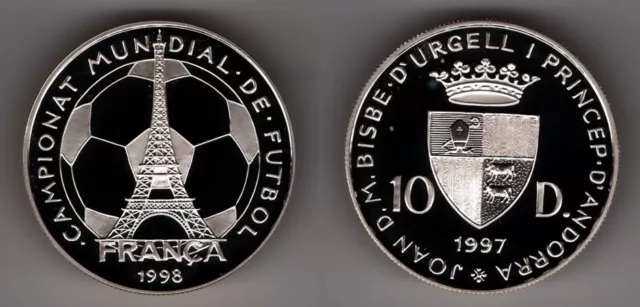ANDORRA   10 Diners 1997   Fußball WM Frankreich   Silber/PP