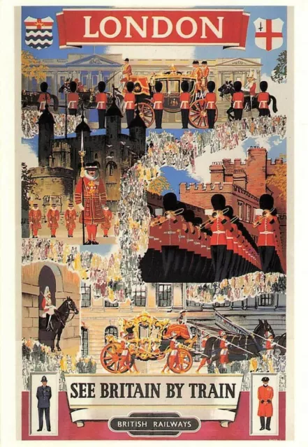 London Travel Railway Repro Poster Postcard, Pageantry, British Railways RE2