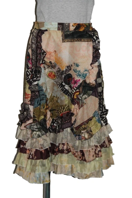 Jupe Indienne Asymétrique En Cuir Peau De Chamel - Marque Bill Tornade Taille 38 - Occasion Excellent état