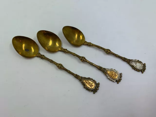 Vintage Lot of 3 Italian brass or gold finish demitasse spoons 3