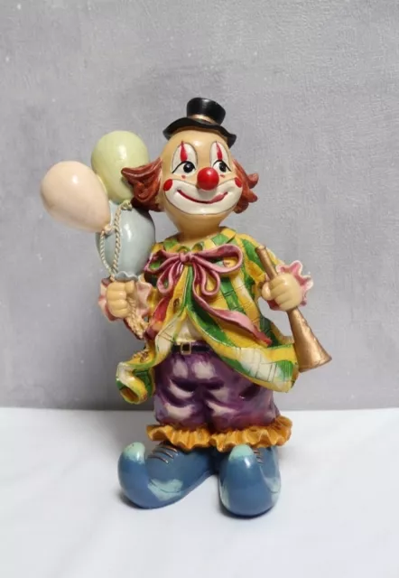 Clown tirelire vintage en céramique colorée des années 70, ancienne tirelire