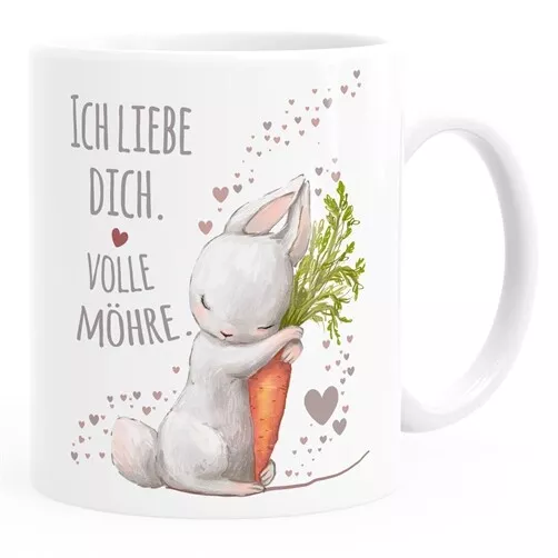 Kaffee-Tasse Liebesgeschenk Ich liebe dich volle Möhre Hase mit Karotte