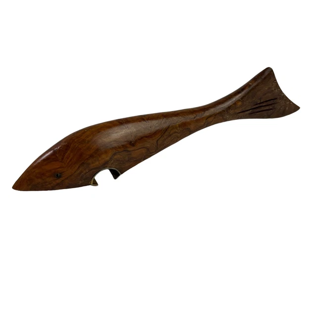 Vintage Wooden Shark Fish Bottle Opener Mid Century Modern Scandi Style
