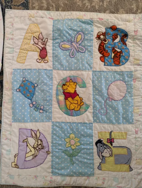Classic Pooh Crib Quilt And Fitted Sheet Very Rare Design EUC!
