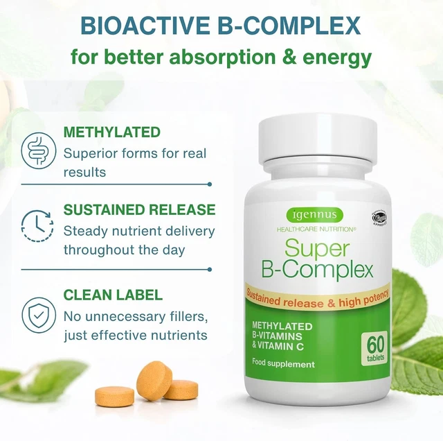 IGENNUS SUPER B-COMPLEX High Absorption Methylated B Vitamins, 180 ...