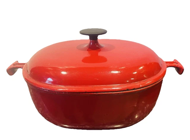 VINTAGE LE CREUSET La Mama Enzo Mari No 25 Enameled Burnt Orange