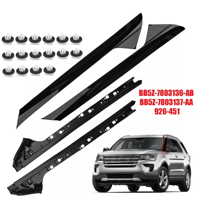 2 Pair Passenger Driver Windshield A-Pillar Molding Trim for 11-19 Ford Explorer