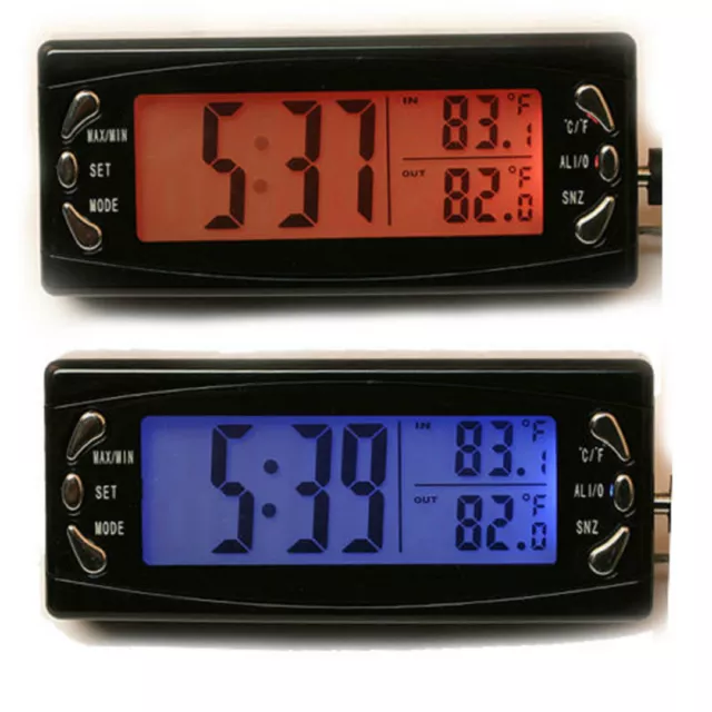 Indoor Outdoor Auto LCD Clock Digita Car Thermometer with Alarm Clock generic