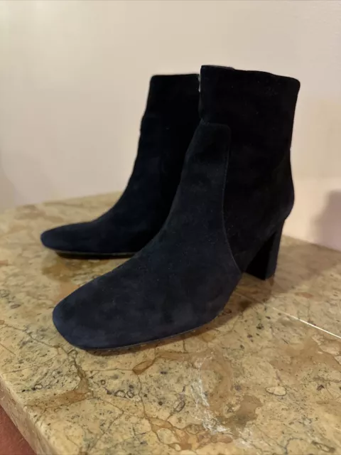 Barneys New York Navy Suede Ankle Boots 38