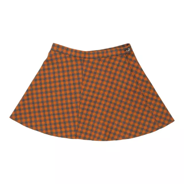 Orsay Checked Mini Skirt - 30W UK 10 Orange Cotton Blend