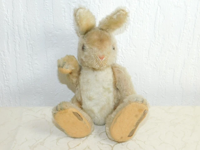 Lapin Ancien En Peluche Steiff Avec Bouton à L'oreille - Jouet Vintage